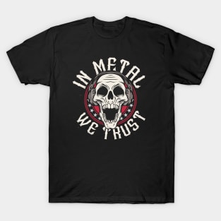 In Metal We Trust // Heavy Metal Skull with Headphones T-Shirt